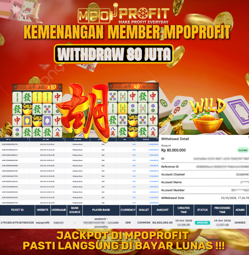 MPOPROFIT JACKPOT PG SOFT! KEMENANGAN MURNI DI (MAHJONG WAYS TOTAL 80.000.000,- LUNAS)